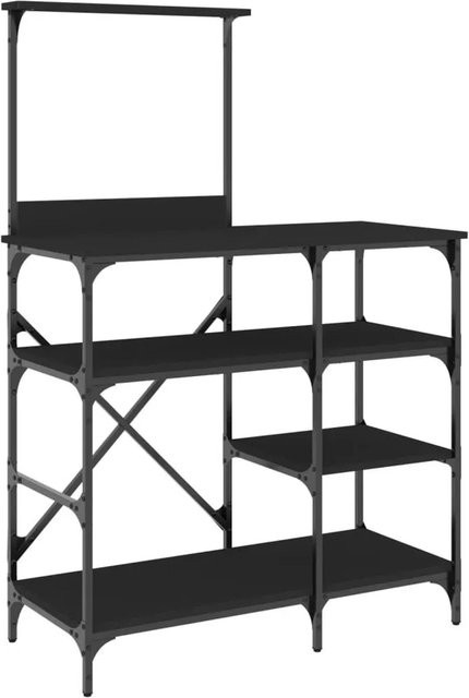 vidaXL Bäckerregal Schwarz aus Metall und Holzwerkstoff B/T/H: 90 x 40 x 132 cm - Bild 1