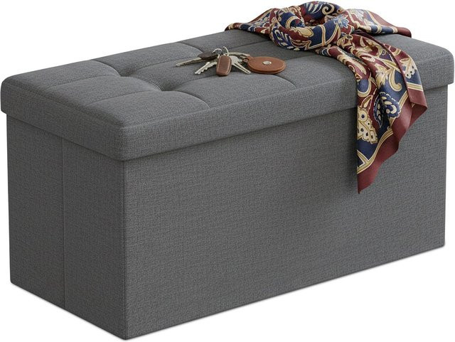Relaxdays Sitzbank aus Stoff mit Stauraum, Dunkelgrau, B/T/H: 76 x 38 x 38 cm - Bild 1