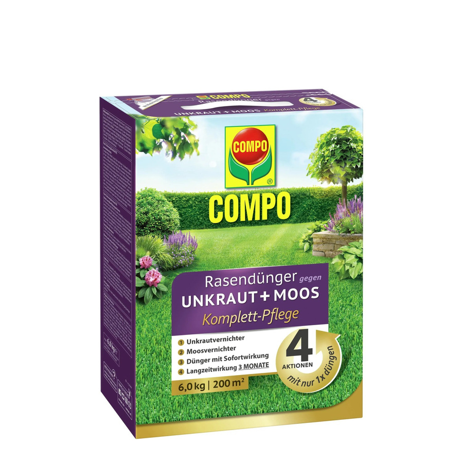 Compo Rasendünger Unkraut & Moos 4in1 Komplett-Pflege für Rasen, 6 kg - Bild 2