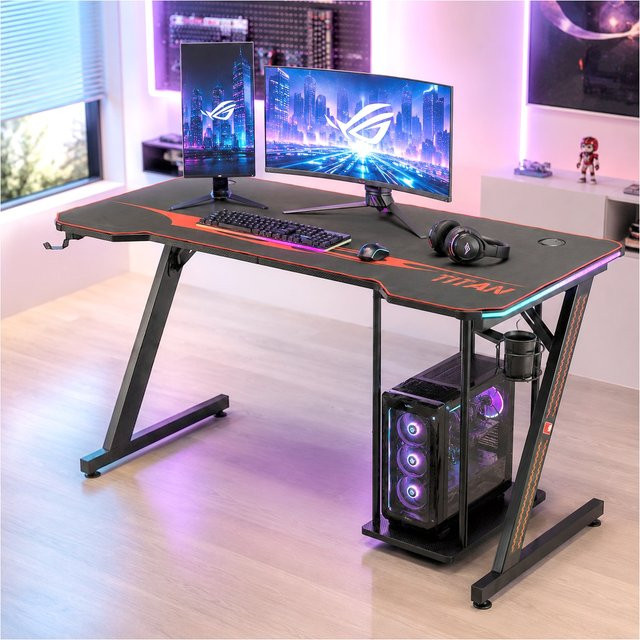 MY SIT Gaming Tisch TITAN mit LED Beleuchtung und Mauspad, Breite: 140 cm - Bild 1