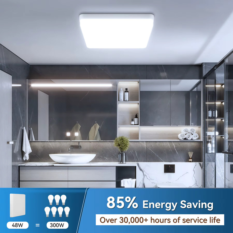 Moderne quadratische LED-Deckenleuchte von DIBILUN in Weiß für Wohnzimmer und Schlafzimmer - Bild 3