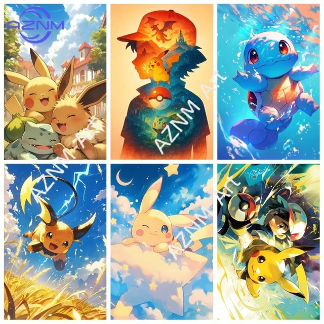 KAYOU Anime Pokemon Wanddekoration Squirtle und Bulbasaur Motiv in Mehrfarben - Bild 1