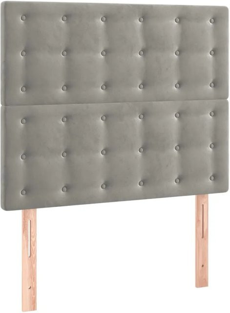 vidaXL LED Kopfteil aus Samt in Hellgrau mit integrierter Beleuchtung und USB-Anschluss, B/H: 128 x 80 cm, Tiefe: 5 cm - Bild 1
