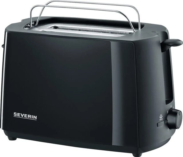 Severin Automatik-Toaster AT 2287 in Schwarz mit Röstzeitelektronik und Brötchen-Röstaufsatz, B/T/H: 29 x 15 x 17 cm - Bild 1