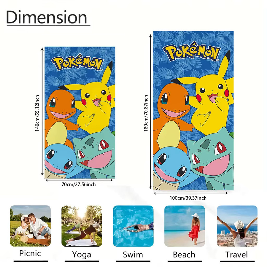 Potdemiel Pokemon Pikachu & Starters Kinderstrandtuch, mehrfarbig, schnelltrocknend - Bild 4