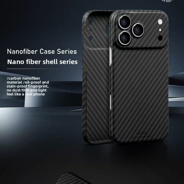 X-Level Kohlefaser Hülle für iPhone 17 Pro Max in Schwarz, leichte und stoßfeste Schutzhülle mit Anti-Fingerabdruck-Beschichtung - Bild 1