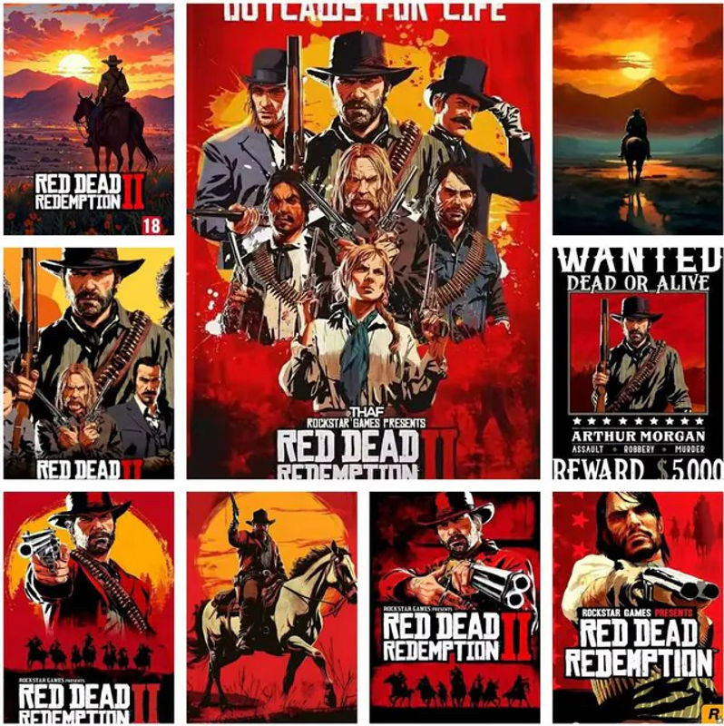Red Dead Redemption 2 5D Diamond Art Set mit Porträt Motiv in Mehrfarbig für deine Wanddekoration B/H: 40 x 40 cm - Bild 1