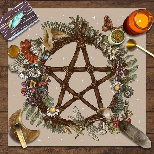 VIKAMA Tarot-Tischdecke in Multicolour, wasserabweisend und schmutzabweisend, quadratisches Altartuch für Meditation und spirituelle Dekoration - Bild 1