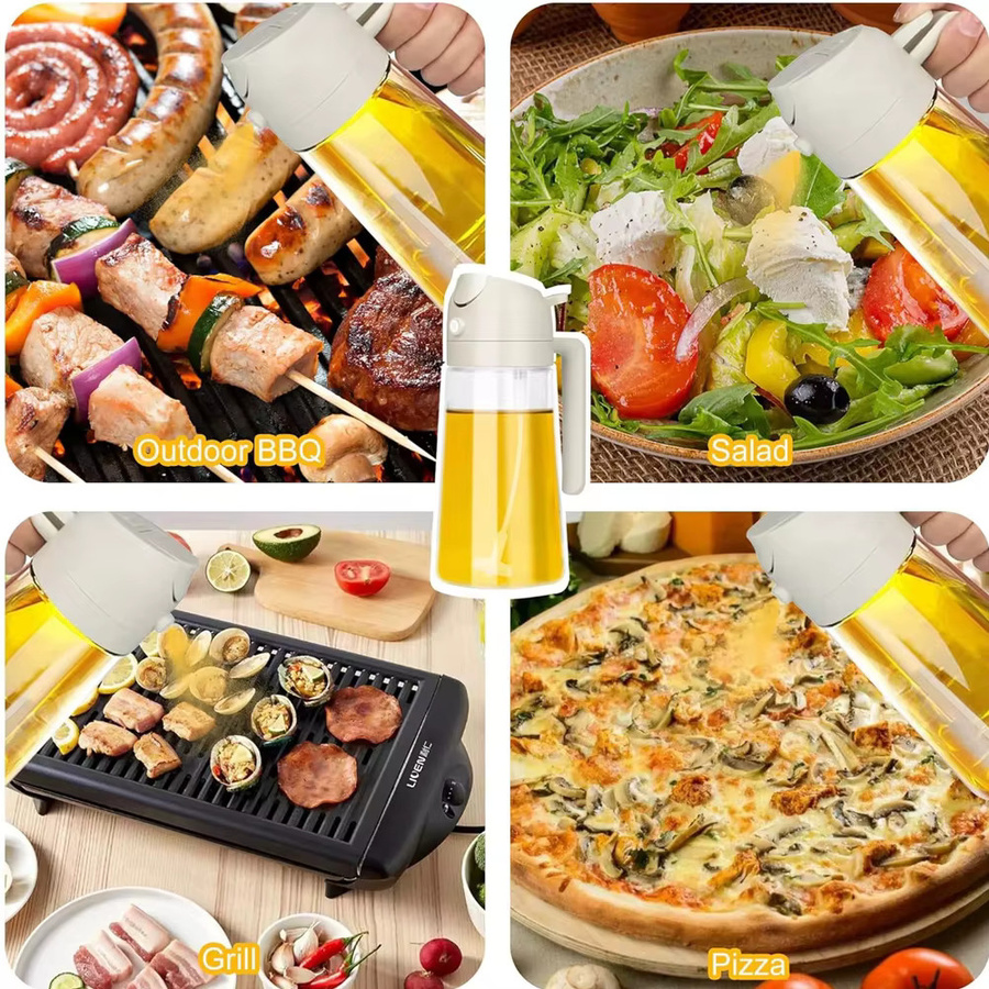 ZOMASOU 2-in-1 Öl-Sprühgerät und Ausgießer aus Kunststoff, transparent/gelb, Set für Küche und Grill - Bild 5