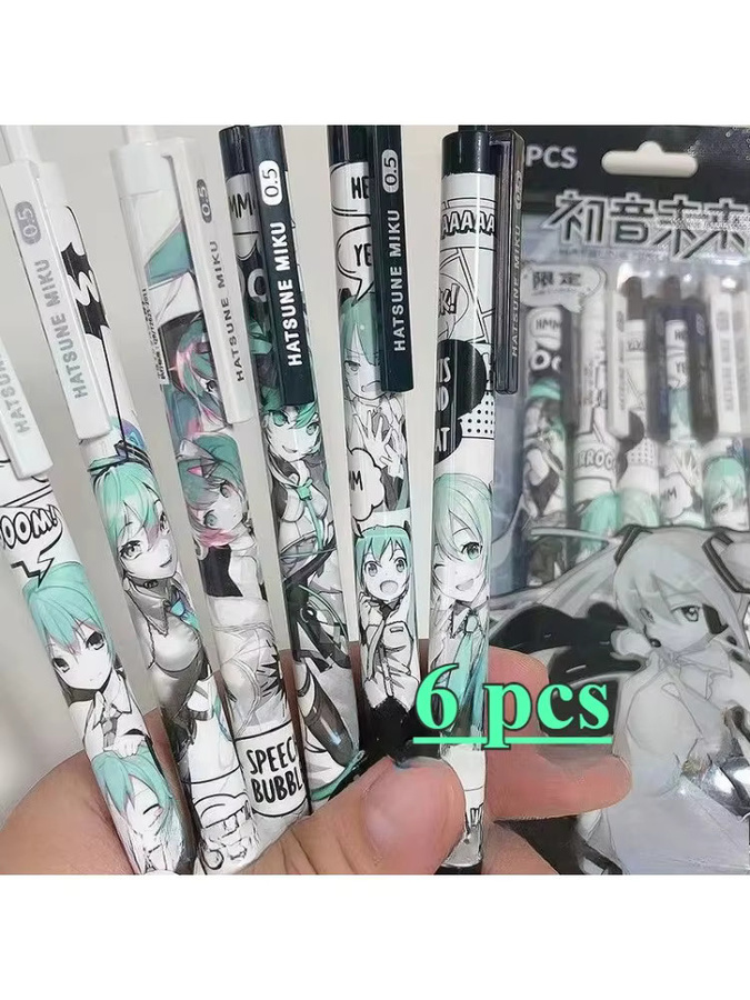 Bandai Miku Anime Set mit 6 Stück schnelltrocknenden Gelstiften in Schwarz und Multicolour, 0,5 mm Stiftstärke aus Kunststoff - Bild 7