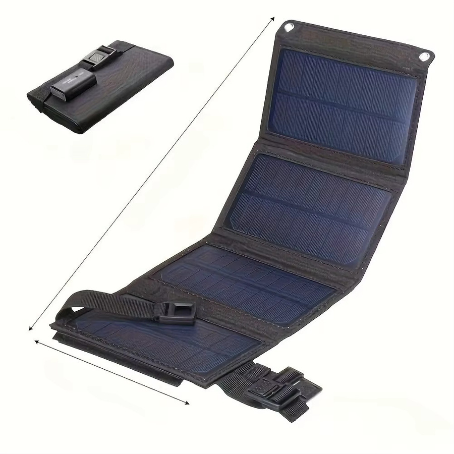 SNQP Faltbares Solar Panel Tragbares Flexibles Solarpanel mit USB-A Anschluss in Schwarz für Handy und Batterie Ladegerät 5V Wasserdicht - Bild 1