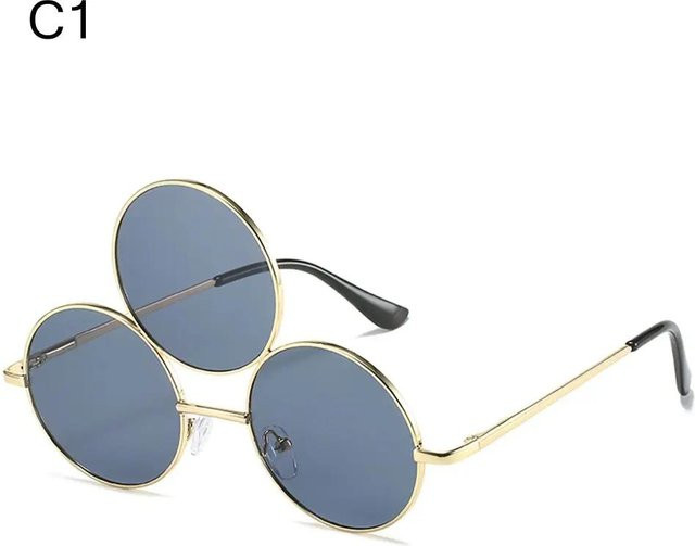 Yiran Sonnenbrille Drei Augen Punk, randlos, Metall, grau, Damen - Bild 1