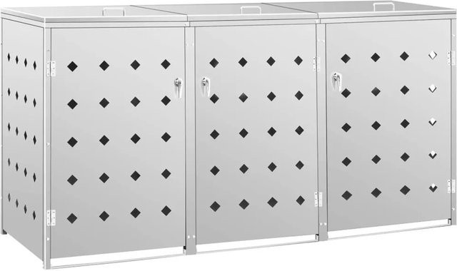 DELUKE SOGI Mülltonnenbox für 3 Tonnen (240L), Mülltonnenverkleidung aus Edelstahl in Silber, B/T/H: 207 x 115 x 77,5 cm - Bild 1