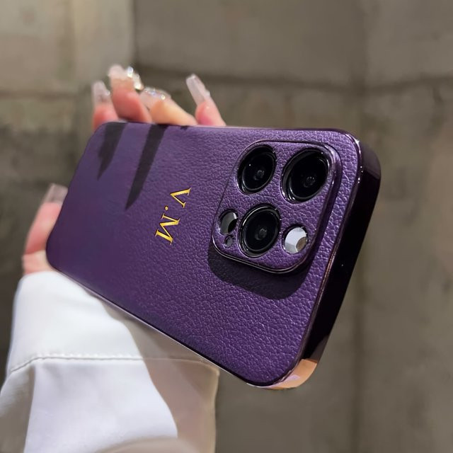 YLUOYI Lammleder-Handyhülle für iPhone 11 bis 16 Pro Max in Purple mit Stoßschutz und Retro-Objektivschutz - Bild 1