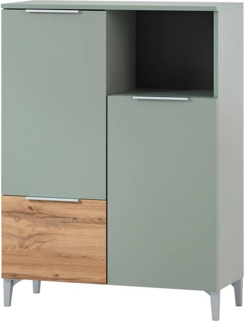 Midischrank Smilla von Möbelpartner in Pistazie mit Eiche Landhaus Dekor, B/H/T: 80,4 x 109,6 x 31,9 cm - Bild 1