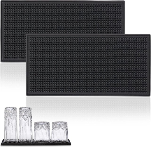 Relaxdays Barmatte 2er Set aus PVC in Schwarz, rutschfest, B/T: 30 x 15 cm - Bild 1