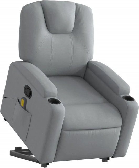 vidaXL Massagesessel mit Aufstehhilfe in Hellgrau aus Samt und Stoff mit Armlehnen - Bild 1
