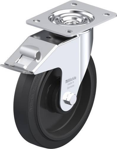 Blickle Lenkrolle LE-POEV 200KA-FI mit Feststeller, Rad-Durchmesser: 20 cm, Tragfähigkeit: 300 kg, Farbe: Schwarz/Silber - Bild 1
