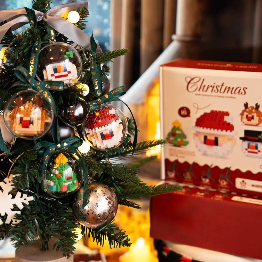 CONUSEA Mikrobausteine, weihnachtliche dekorative Kugelanhänger, Bauset - Bild 2