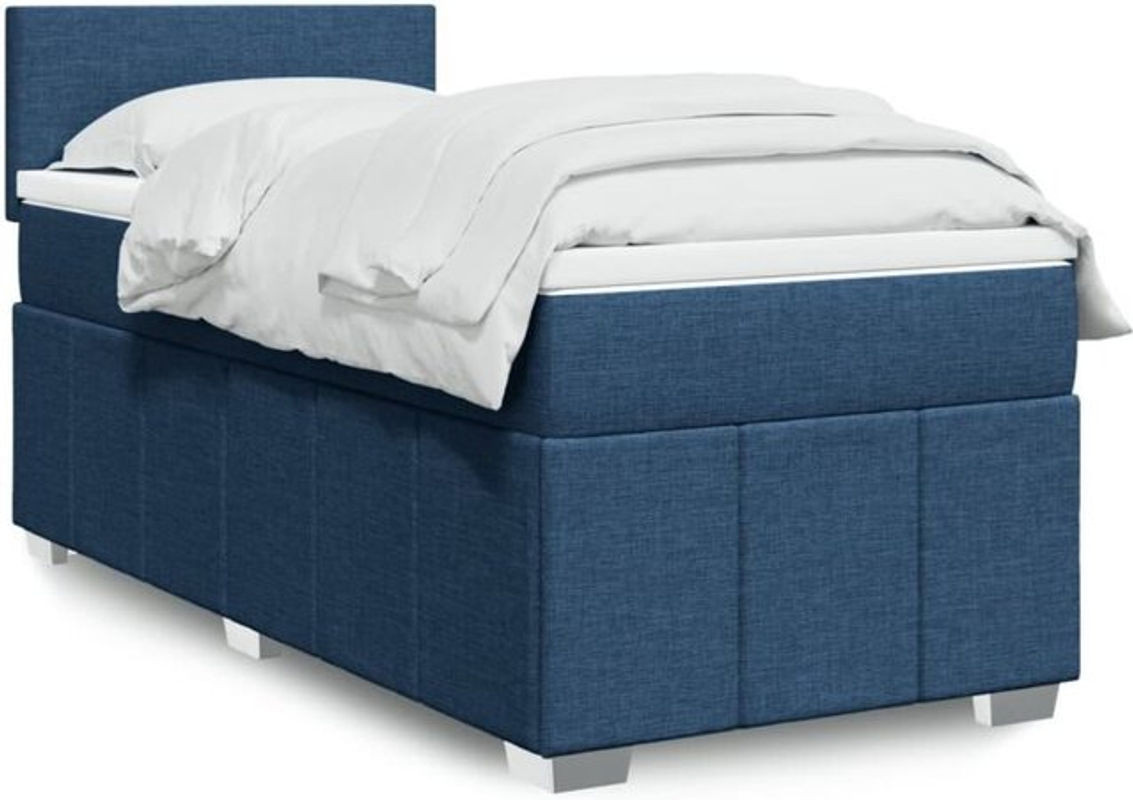 Vidaxl Boxspringbett mit Matratze aus Stoff in Blau und Weiß, B/T/H: 100 x 200 x 100,5 cm - Bild 1