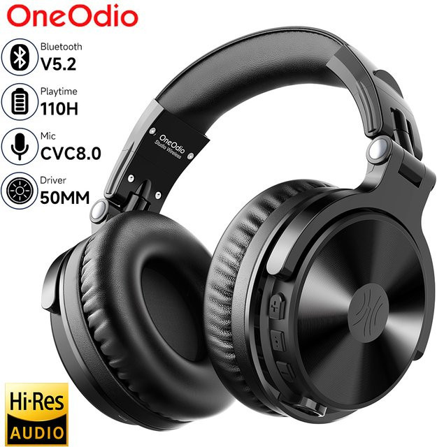 Oneodio Pro-C Bluetooth-Funkkopfhörer in Schwarz mit Mikrofon, 110 Stunden Akkulaufzeit, hochauflösender On-Ear-Kopfhörer mit Bluetooth 5.2 für Sport, PC und Telefon - Bild 1