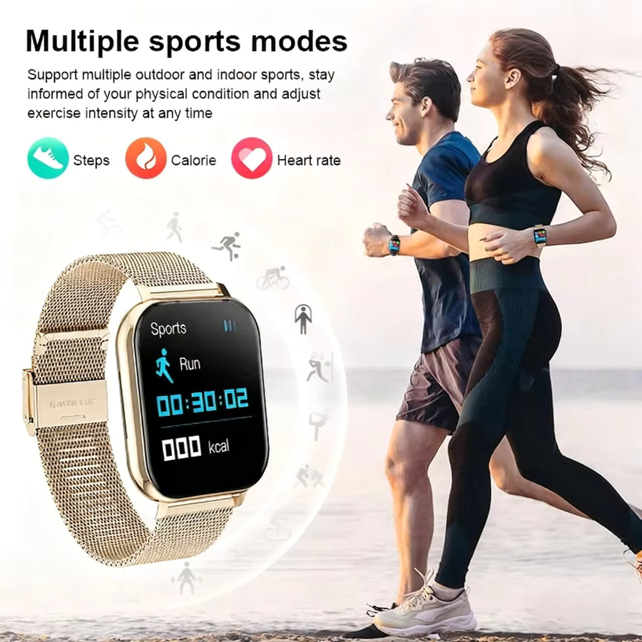 LAXASFIT Smartwatch mit 1,85 Zoll HD-Bildschirm und Bluetooth-Anruffunktion in Grau und Gold - Bild 5