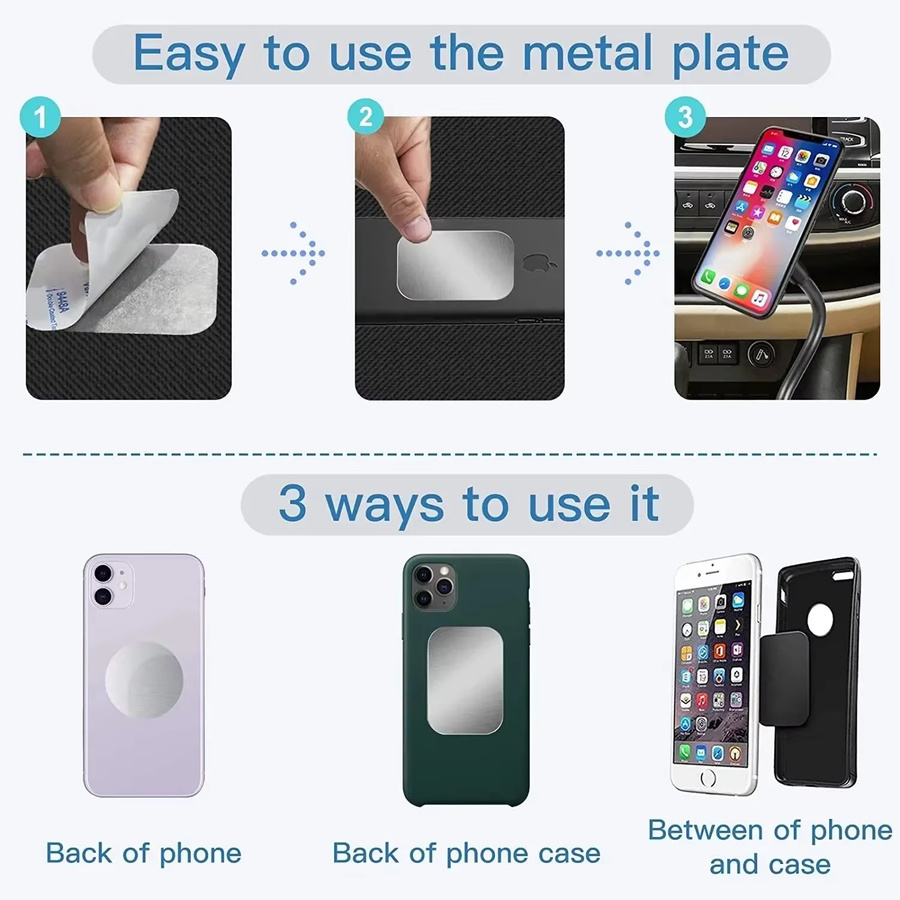Universelle magnetische Metallplatte für Auto-Telefonhalterungen in Schwarz und Silber - Bild 4