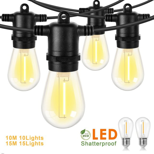 Genixgreen S14 LED Lichterkette Outdoor, dimmbar und anschließbar, bruchsicher, transparent - Bild 1