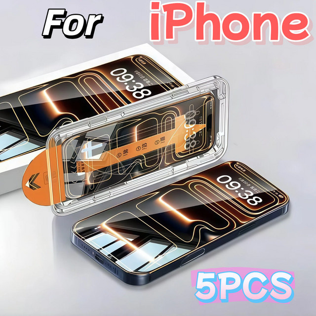 5er-Pack Anti-Spy Displayschutz aus gehärtetem Glas für Apple iPhone 17 16 15 14 13 12 11 Pro Max Mini XS XR transparent - Bild 1