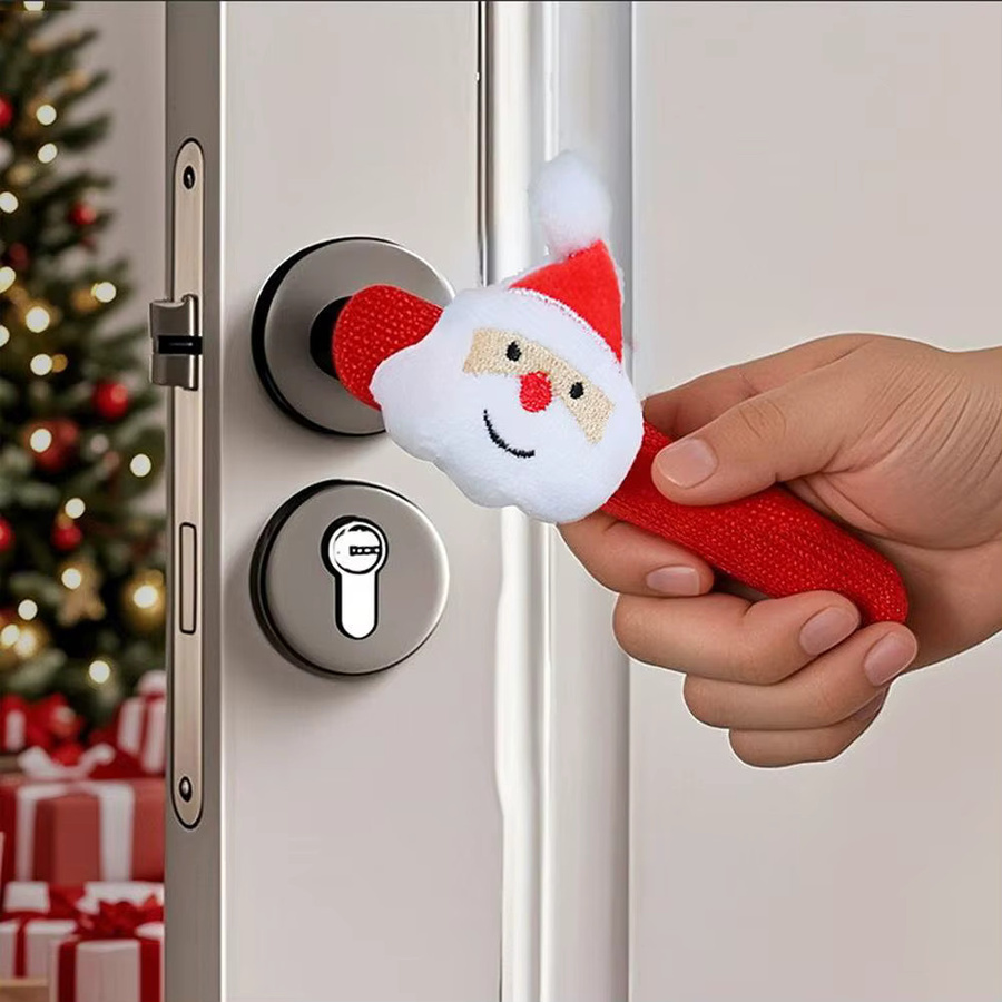 4er Set Weihnachtliche Santa Claus Türklinke Abdeckungen in Rot für deine Weihnachtsdekoration - Bild 5