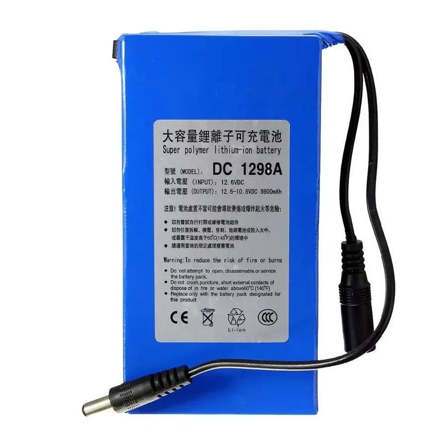 Aleaivy Li-Polymer-Akku 12V 9800mAh in Blau mit 12,6V Ladegerät für CCTV-Kameras, Audio-Verstärker und tragbare Geräte - Bild 2