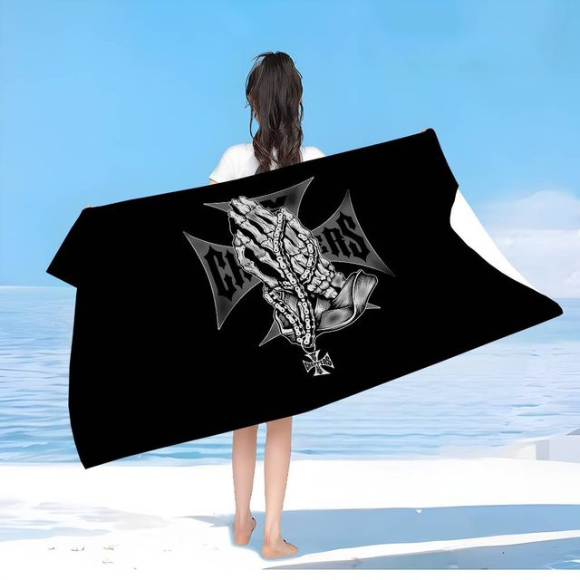 West Coast Chopper Motorrad Logo Strandtuch für Kinder aus Baumwolle und Polyester, Schwarz, B/H: 50 x 100 cm - Bild 1