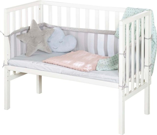 Roba Beistellbett 2in1 Style grau lackiert mit Drop-Side und PU-Schaumstoff, B/T/H: 90 x 45 x 45 cm - Bild 1