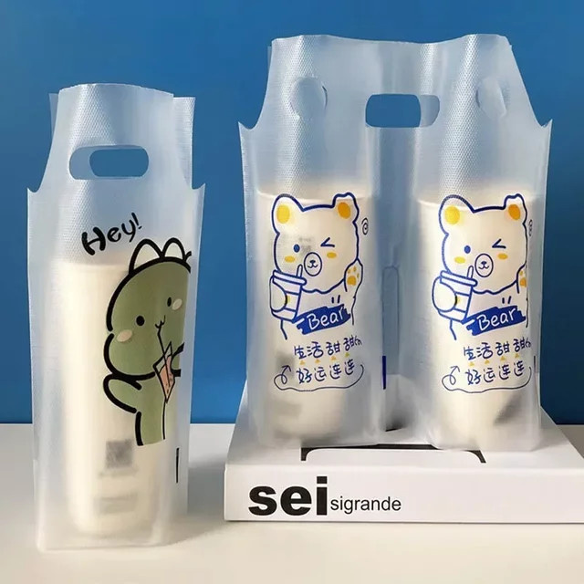 100 Stück transparente Plastikbeutel für Milch und Tee, tragbare Getränkebeutel zum Mitnehmen, 500 ml oder 700 ml - Bild 1