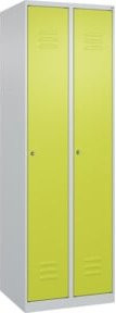 C+P Spind Classic PLUS Garderobenschrank mit 2 Abteilen, Stahl, Grau/Grün, H x B x T: 185 x 60 x 50 cm - Bild 1