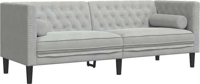 vidaXL Chesterfield Sofa Hellgrau aus Samt mit Sitzkissen B/T/H: 194 x 74,5 x 70,5 cm - Bild 1