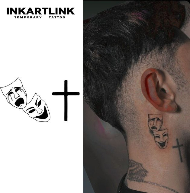 INKARTLINK Temporäres Clown-Kreuz-Tattoo, wasserfest, semi-permanent - Bild 1
