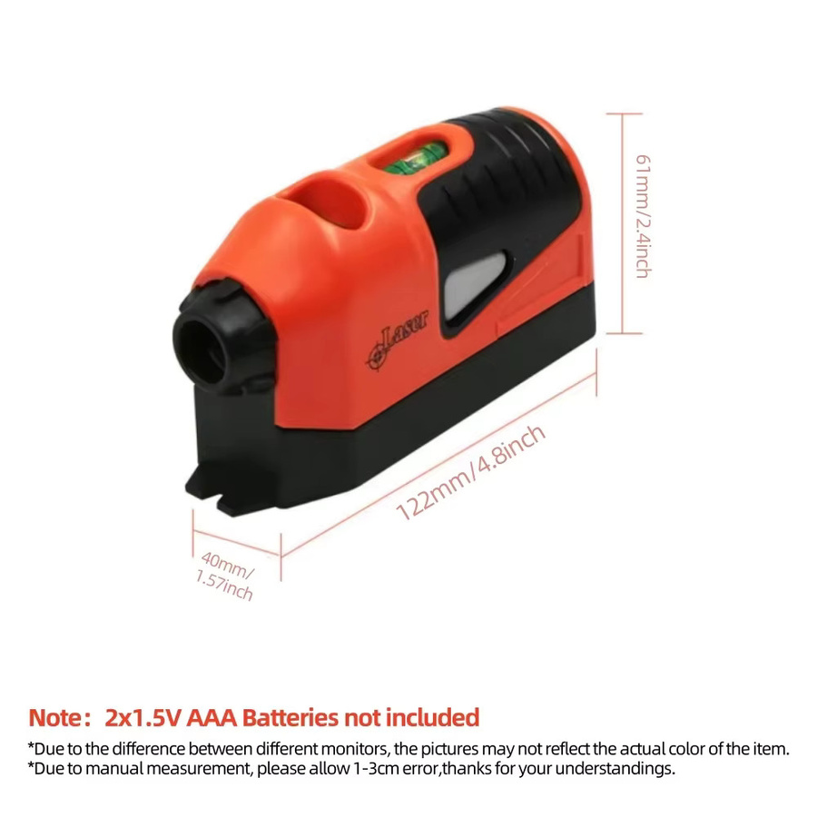 Mini Tragbare Laser-Wasserwaage mit vertikaler und horizontaler Linienprojektion in Orange - Bild 4