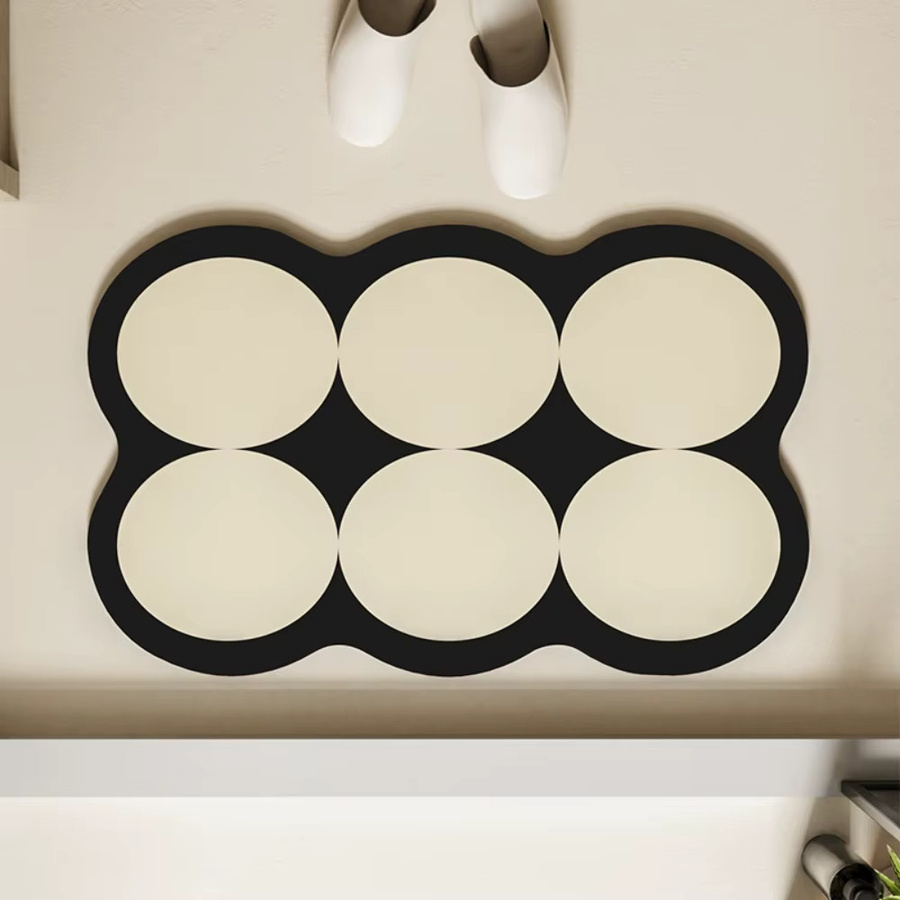 VIKAMA 3er-Set Badezimmer-Teppiche im Nordic Minimalist Design mit Polka Dot Muster, rutschfest und saugfähig - Bild 4
