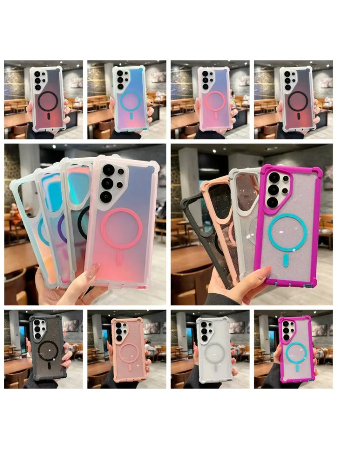 Ott-Box Gradient Laser Armor Airbag MagSafe Schutzhülle für Samsung S26 Ultra, S25 und S24 Plus, transparent multicolor - Bild 5
