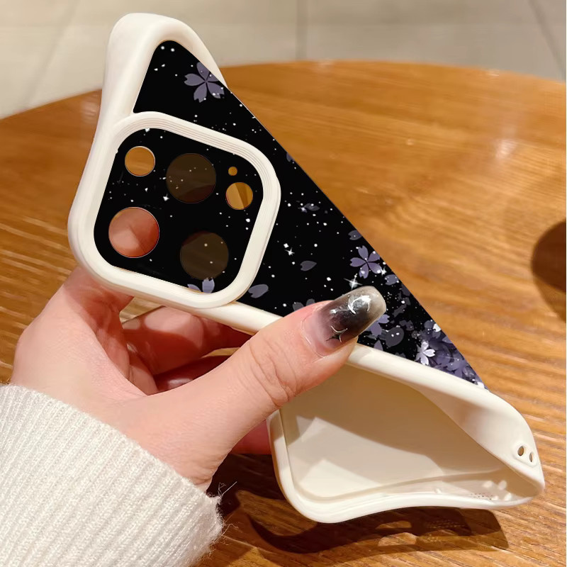 MOESOE Handyhülle mit lila Kirschblüten-Design aus Soft TPU Silikon für iPhone 17 16 15 14 13 12 Pro Max Plus und 16e 17 Air - Bild 3