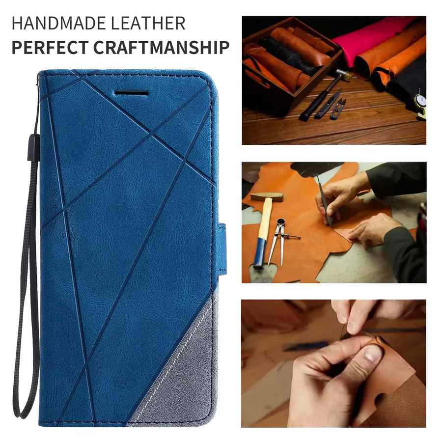 Leder Flip Case Brieftasche mit Kartenfächern und Standfunktion für Google Pixel 6 7 8 9 10 Pro XL und Pixel 6A 7A 8A 9A in Schwarz und Blau - Bild 2