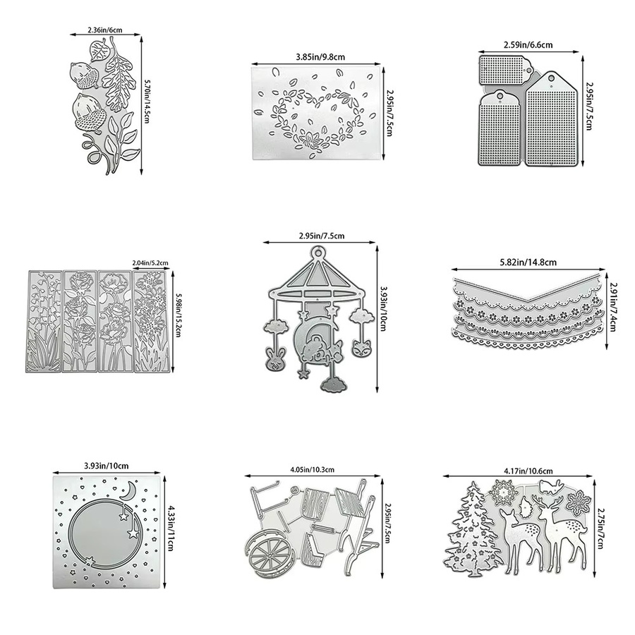 Metall-Stanzformen-Set mit Pflanzen- und Tierkarussell-Motiven für DIY Scrapbooking, Kartenherstellung und Prägung - Bild 2