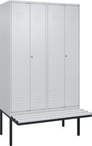 C+P Spind Classic PLUS Schwarz-Weiß-Spind mit 4 Abteilen, Sitzbank mit auskragender Kunststoff-Sitzfläche und Zylinderschloss, B/T/H: 212,0 x 120,0 x 81,5 cm - Bild 1