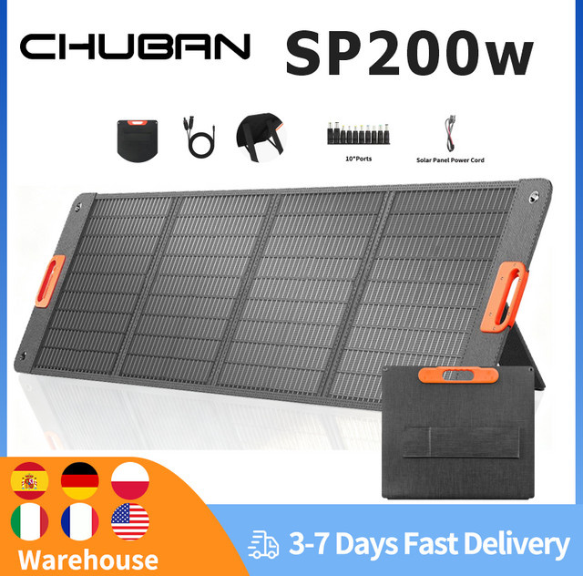 CHUBAN 200W Solar Panel Tragbares Faltbares ETFE Flexibles Solarpanel in Schwarz mit IP68 Wasserdichtigkeit für Camping und Solar Generatoren - Bild 1
