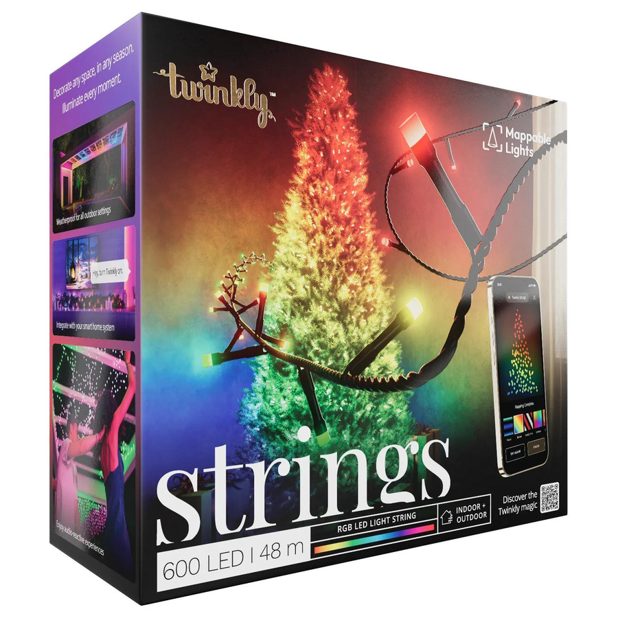 Twinkly RGB LED Lichterkette mit 600 LEDs, Schwarz, WLAN und Bluetooth, IP44 wetterfest - Bild 3