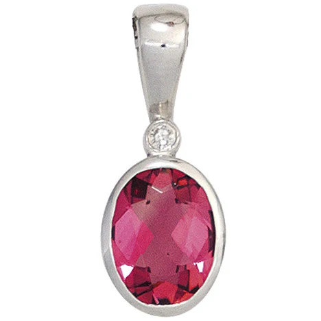 Colfem Anhänger 585 Weißgold, rosa Turmalin, Diamant - Bild 1