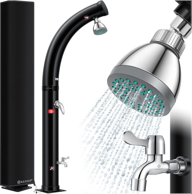 KESSER Solar Gartendusche Bogen mit Schutzhaube, Solardusche für Camping und Pool mit Regenduschkopf, Wasserhahn und Gartenschlauch-Anschluss - Bild 1