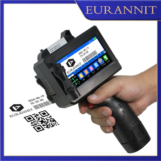 EURANNIT E15-1 Tragbarer Hand-Tintenstrahldrucker zur Kodierung von Text, QR-Codes, Barcodes, Logos und Verfallsdaten in Schwarz - Bild 1