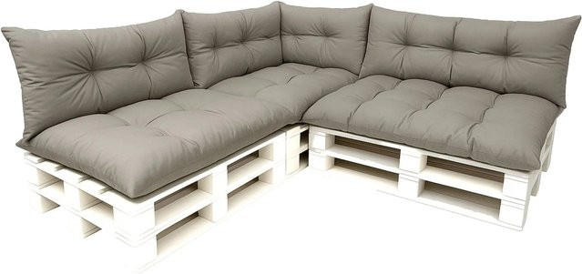 Setgarden 7er Palettensofa Kissen-Set für Outdoor in Grau, bestehend aus 1 Sitzkissen (Breite: 120 cm, Tiefe: 80 cm) und 1 Rückenkissen (Breite: 120 cm, Höhe: 40 cm) - Bild 1